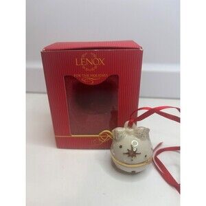 Lenox Just Jingles Joy Bell Christmas Ornament Ivory Porcelain 24k Gold Accents